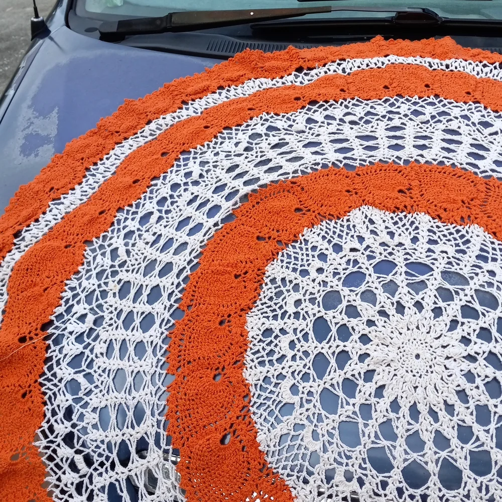 Hand crocheted tablecloth or cover
